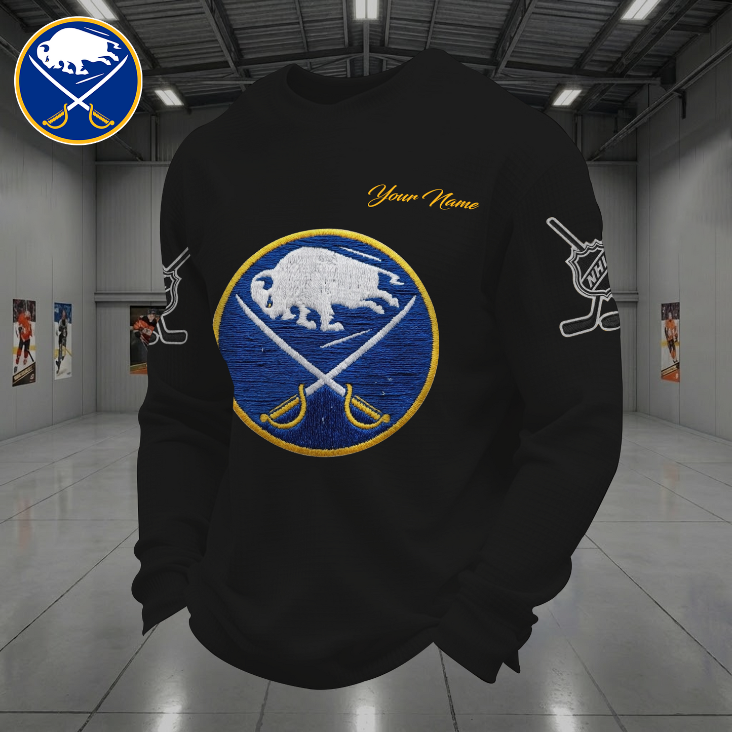 BUF X NHL Men Football Waffle Long Sleeve T-Shirt V1 NAK NHT