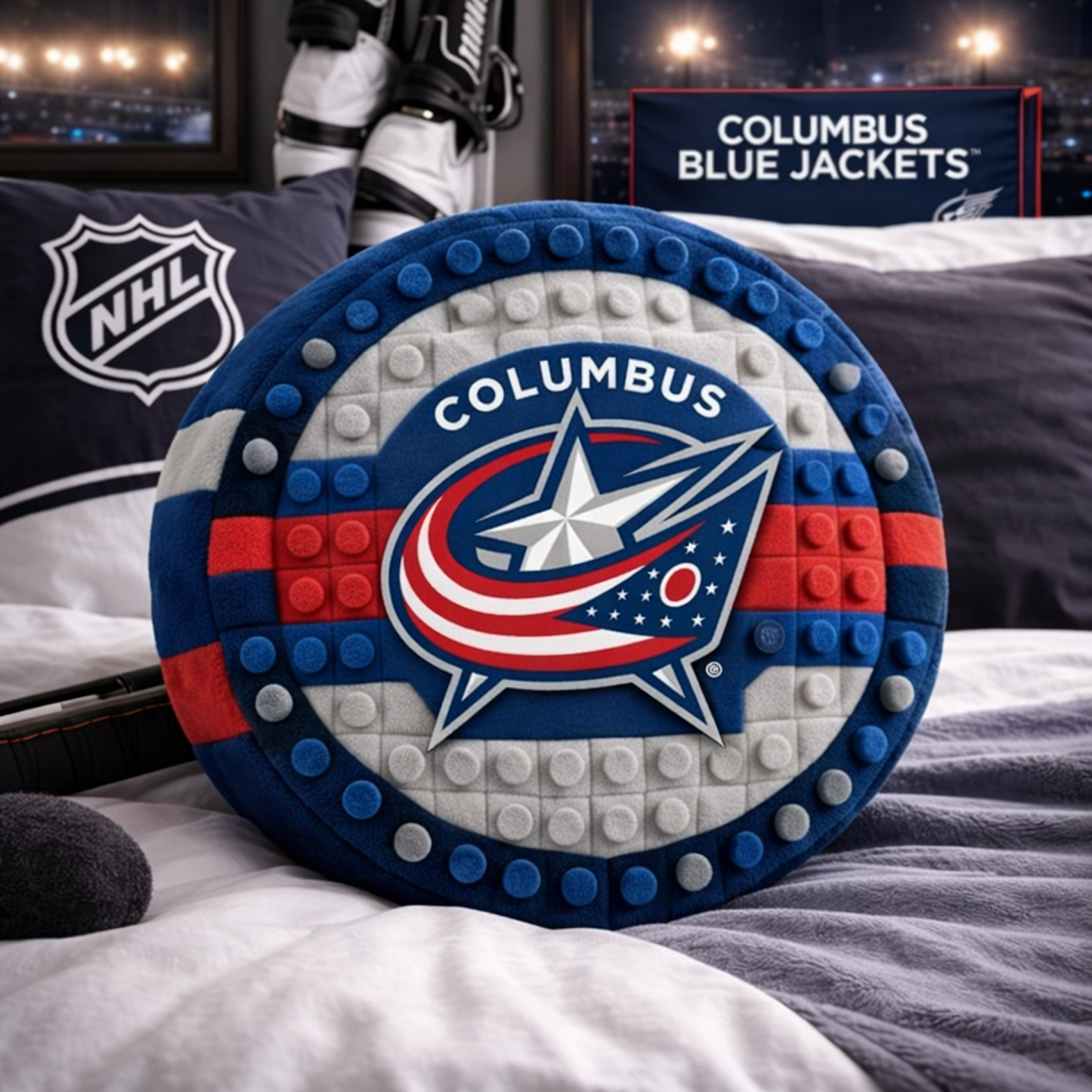CBJ x NHL Hockey Logo Plush Pillow NAK NHT