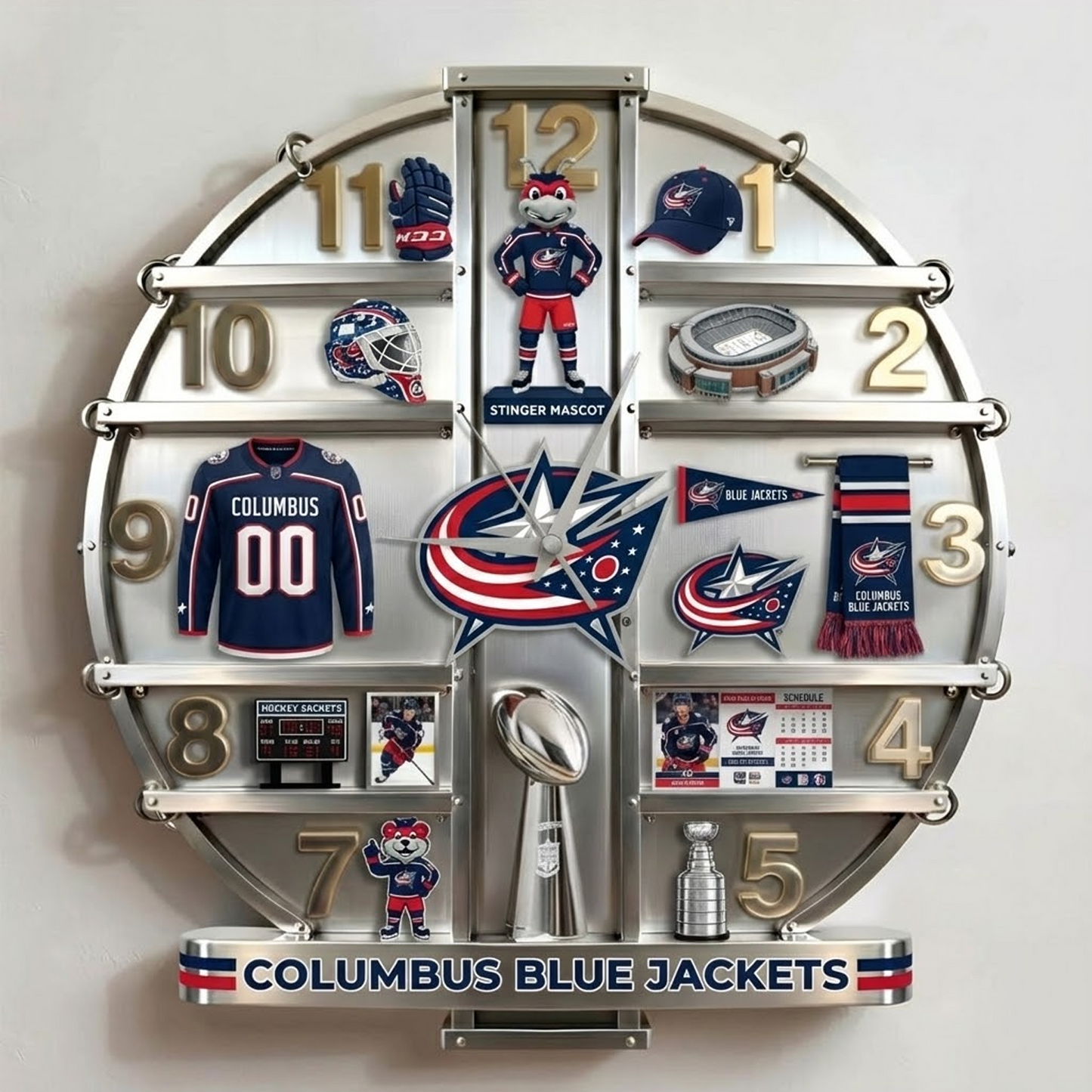 CBJ X NHL Home Decorative 3D Visual Effect Acrylic Wall Clock NAK NHT