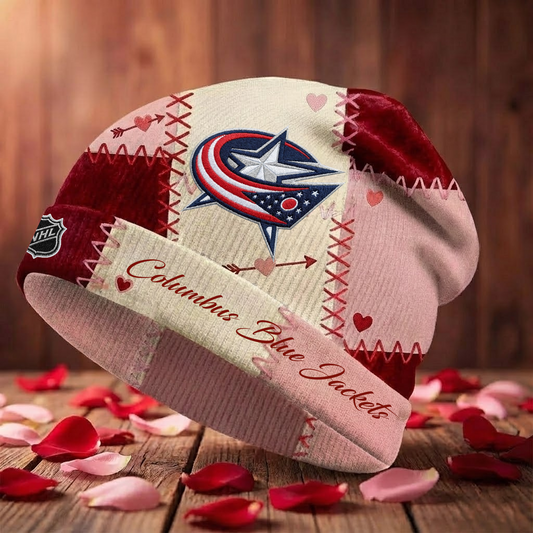 CBJ X NHL Warm Hearts Beanie - Valentine Gift V1 NAK NHT