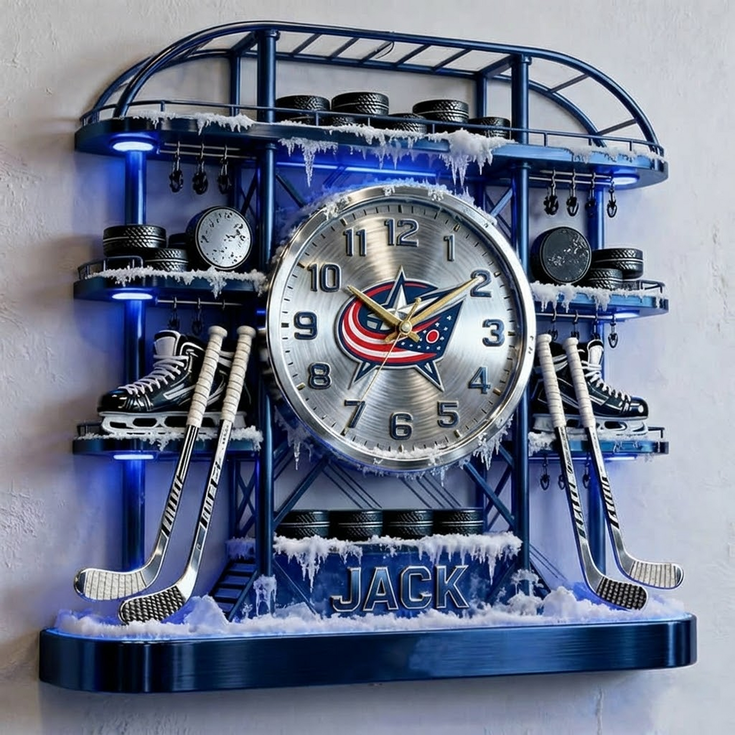 CBJ X Personalized ice hockey arena tower themed clock NAK NHT