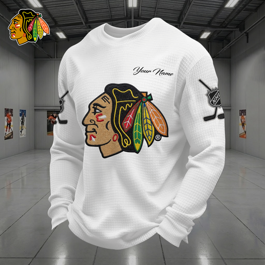 CHI X NHL Men Football Waffle Long Sleeve T-Shirt V1 NAK NHT