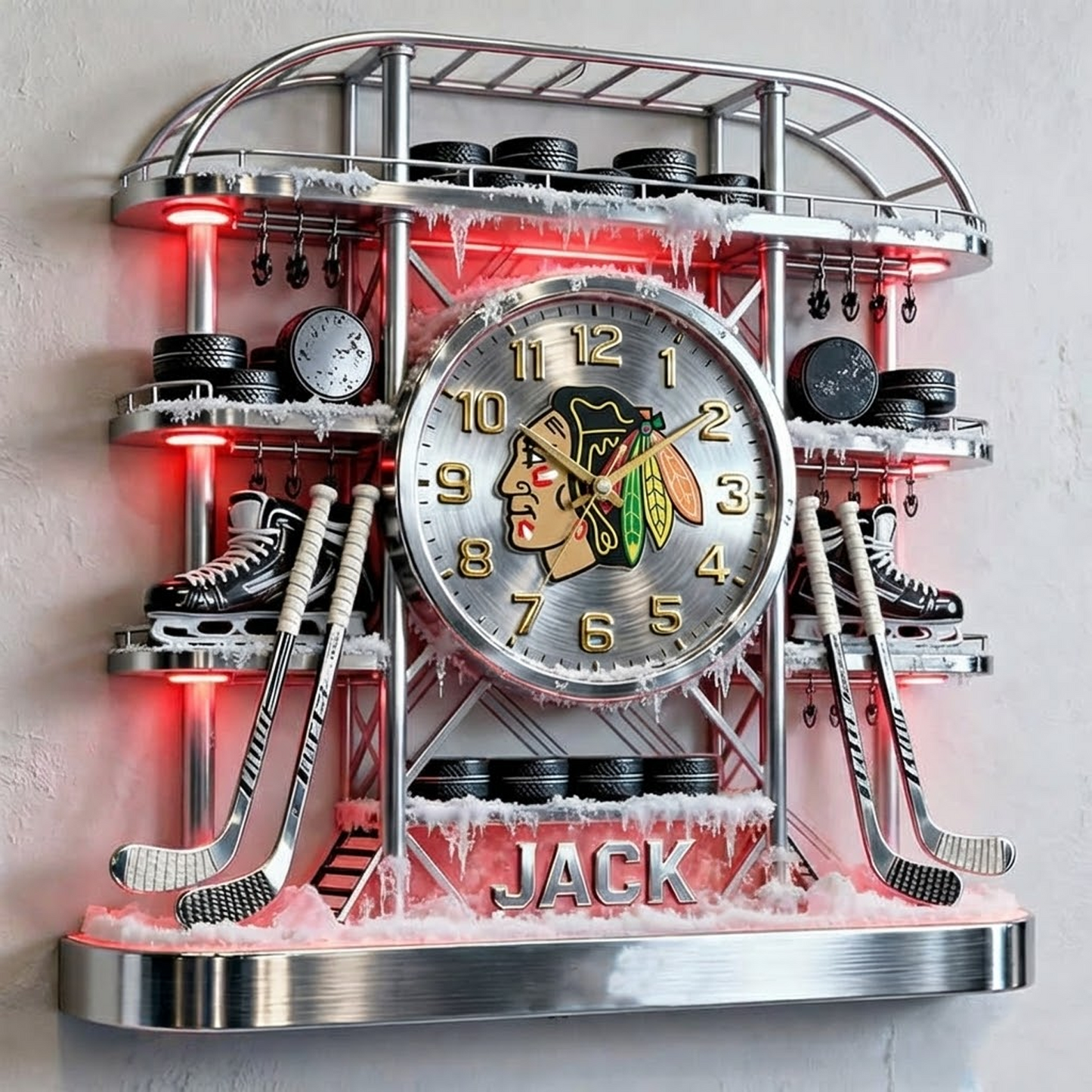 CHI X Personalized ice hockey arena tower themed clock NAK NHT