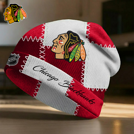 CHI X Premium NHL Vintage Patchwork Beanie Hat V1 NAK NHT