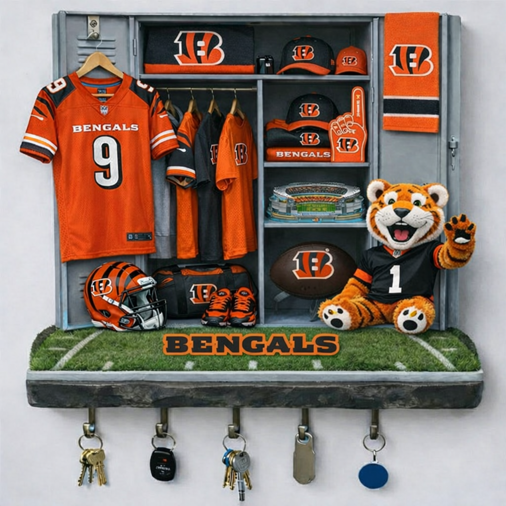 CIN x NFL Changing Room Personalized 3D Visual Effect Acrylic Key Holder DDT NTL