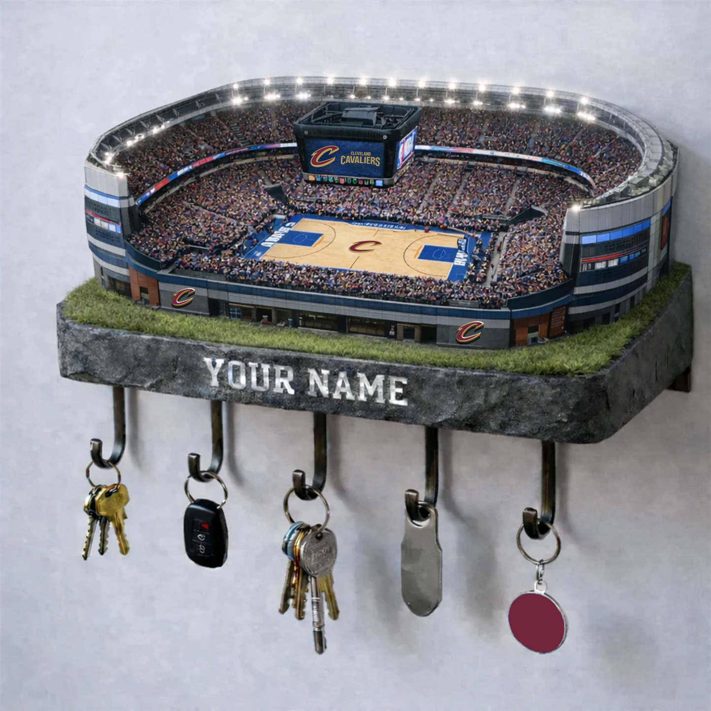 CLE Stadium Premium NBA Wood Key Hanger DATND TANTD