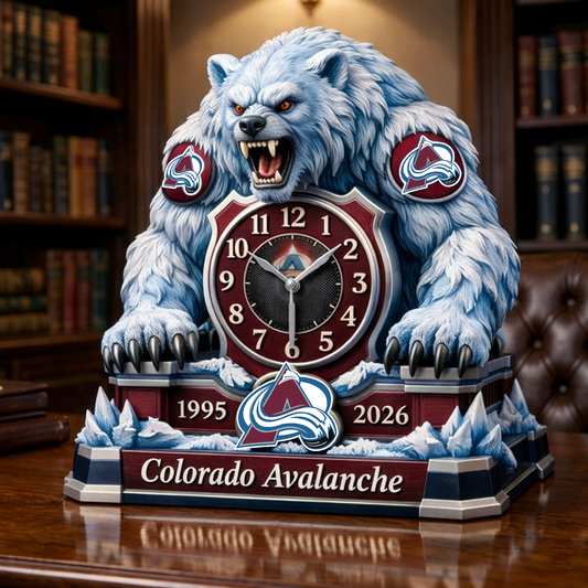 COL x NHL Display clock featuring the hockey mascot NAK NHT