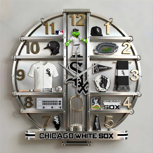 CWS x MLB Home Decorative 3D Visual Effect Acrylic Wall Clock NAK CTKT