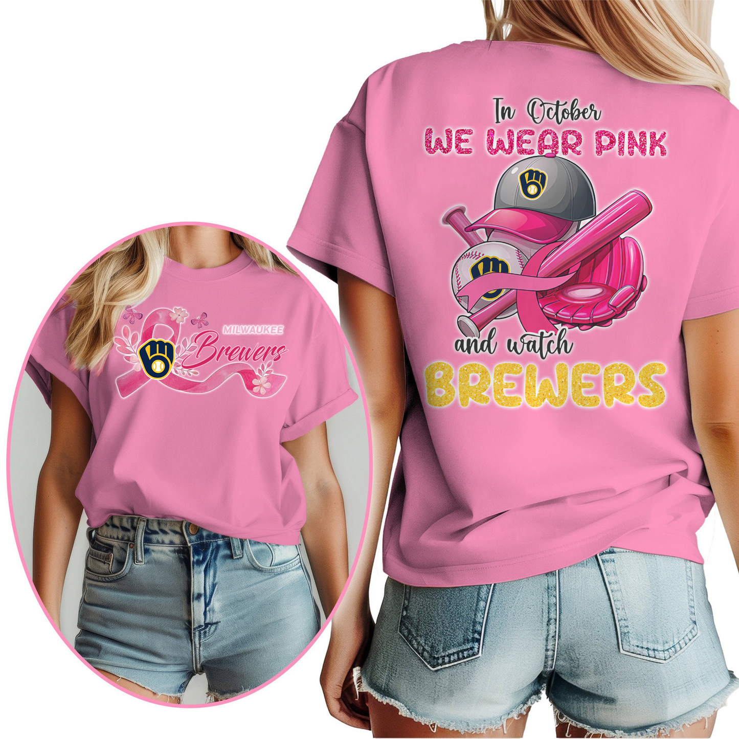 In October We Wear Pink And Watch MLB MB Shirt DDT NTL
