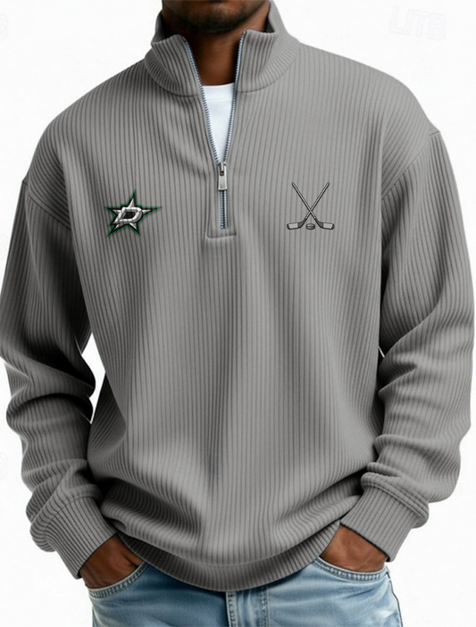 DAL NHL Men's Causal Quarter Zip Long Sleeved Sweatshirt V1 NAK PTTD