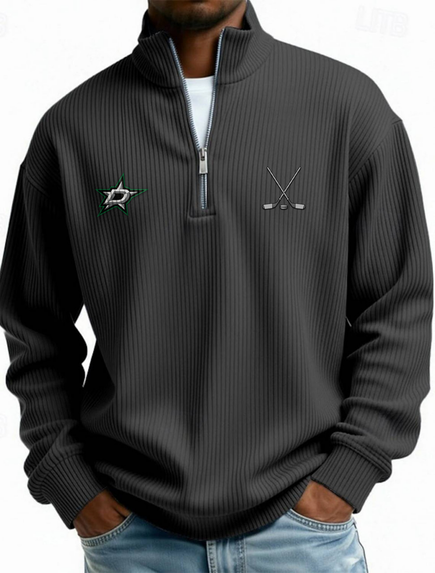 DAL NHL Men's Causal Quarter Zip Long Sleeved Sweatshirt V1 NAK PTTD
