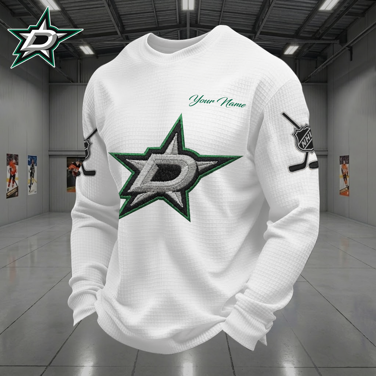 DAL X NHL Men Football Waffle Long Sleeve T-Shirt V1 NAK NHT