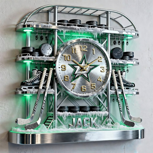 DAL X Personalized ice hockey arena tower themed clock NAK NHT