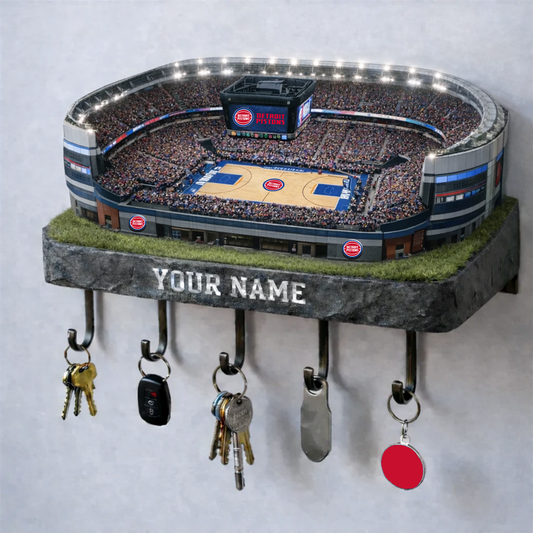 DET Stadium Premium NBA Wood Key Hanger DATND TANTD