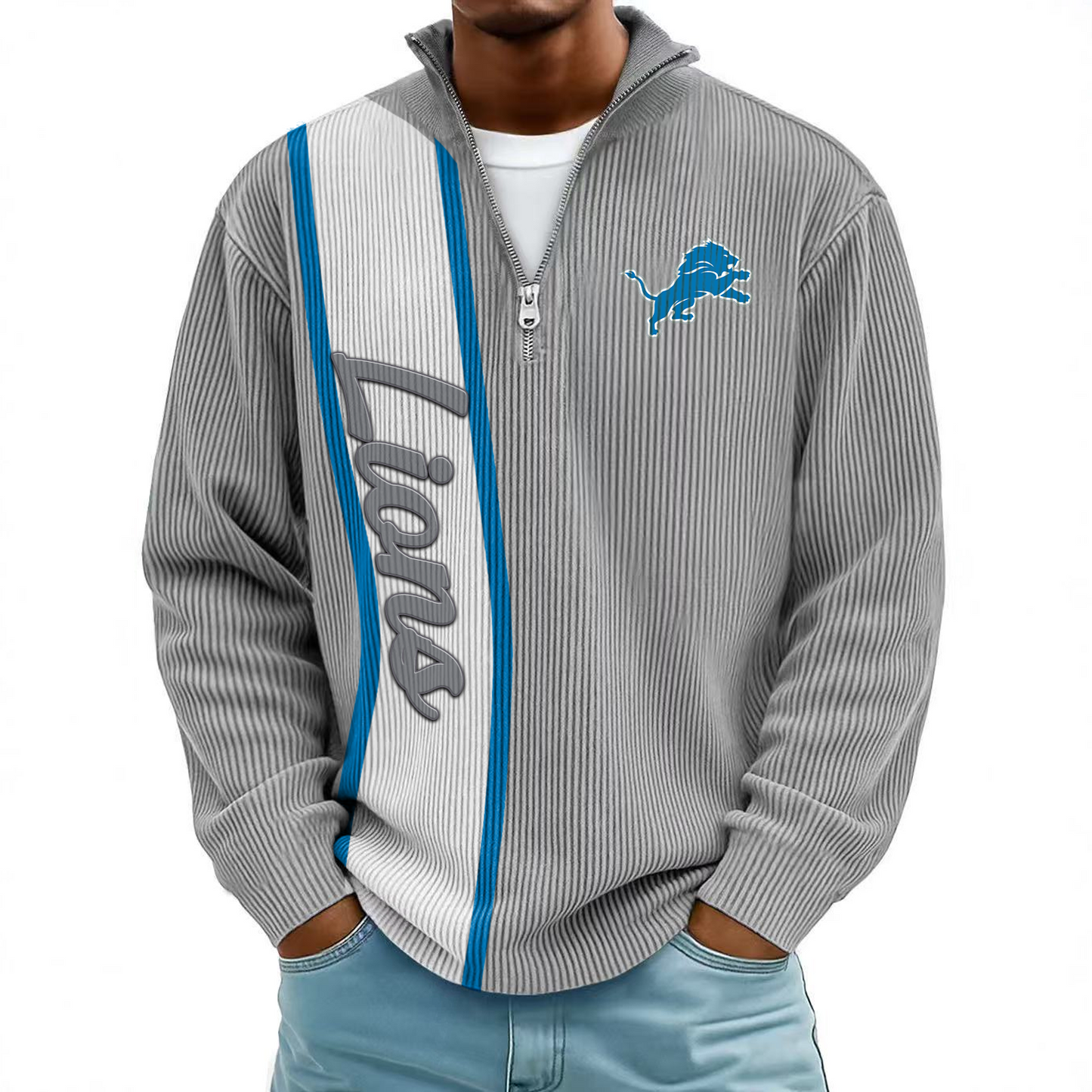 DET x NFL Mokaloha Men's Waffle Henley Shirts DATND TANTD