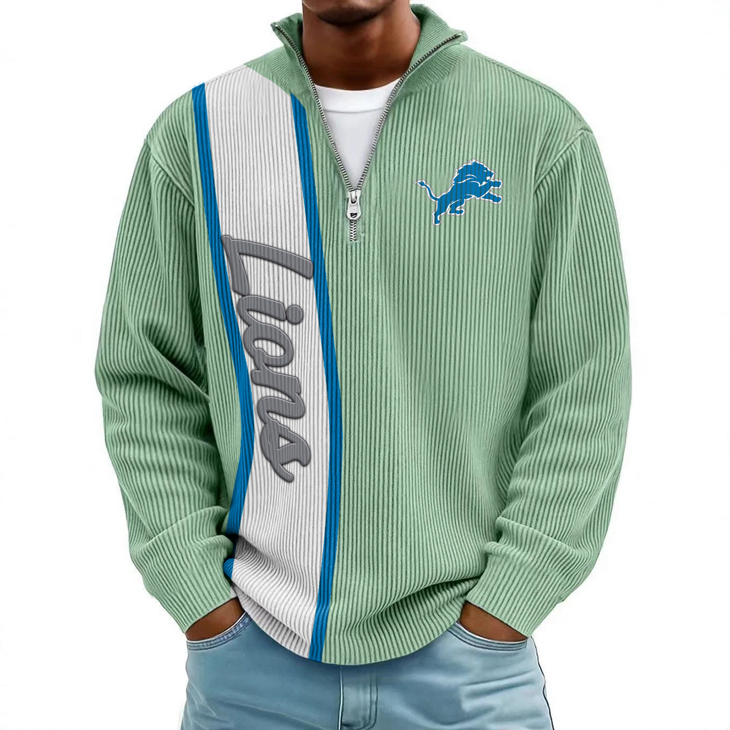 DET x NFL Mokaloha Men's Waffle Henley Shirts DATND TANTD