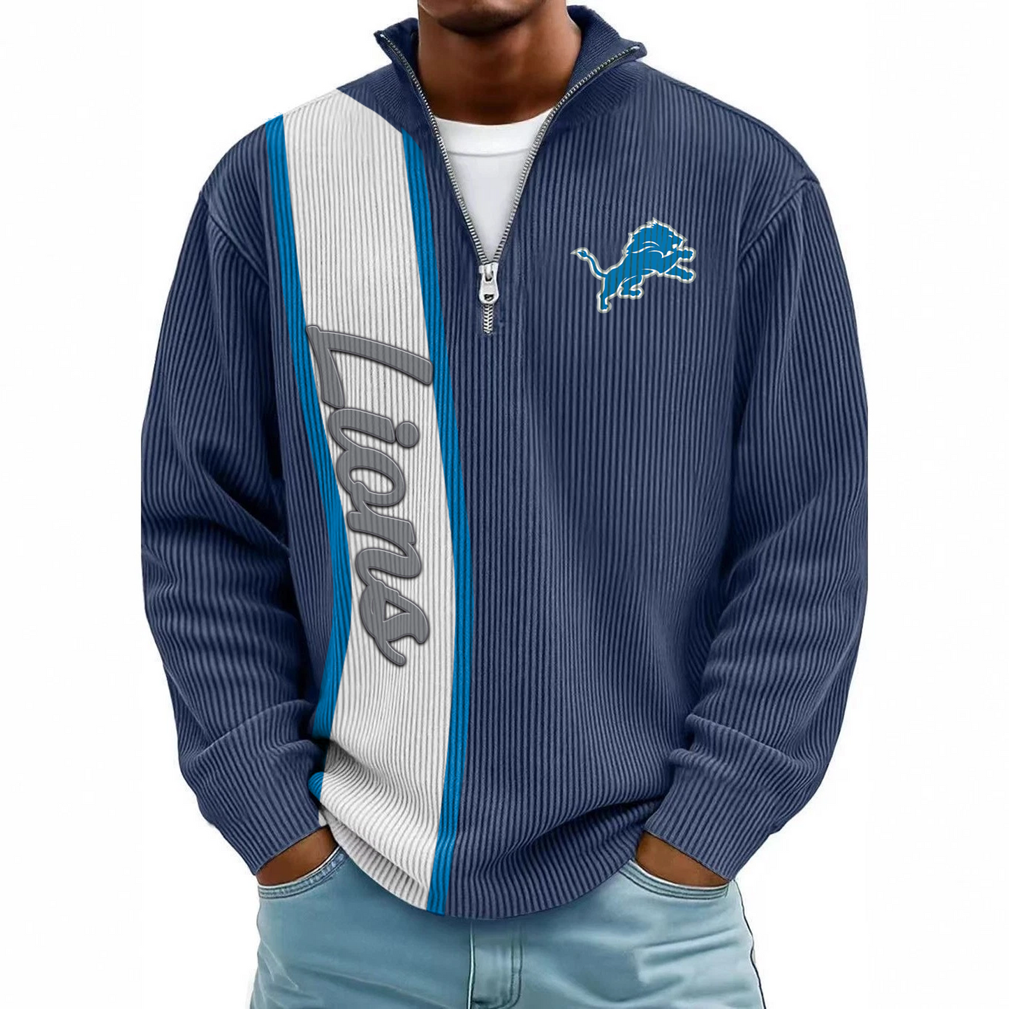 DET x NFL Mokaloha Men's Waffle Henley Shirts DATND TANTD