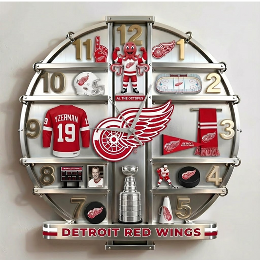 DET X NHL Home Decorative 3D Visual Effect Acrylic Wall Clock NAK NHT