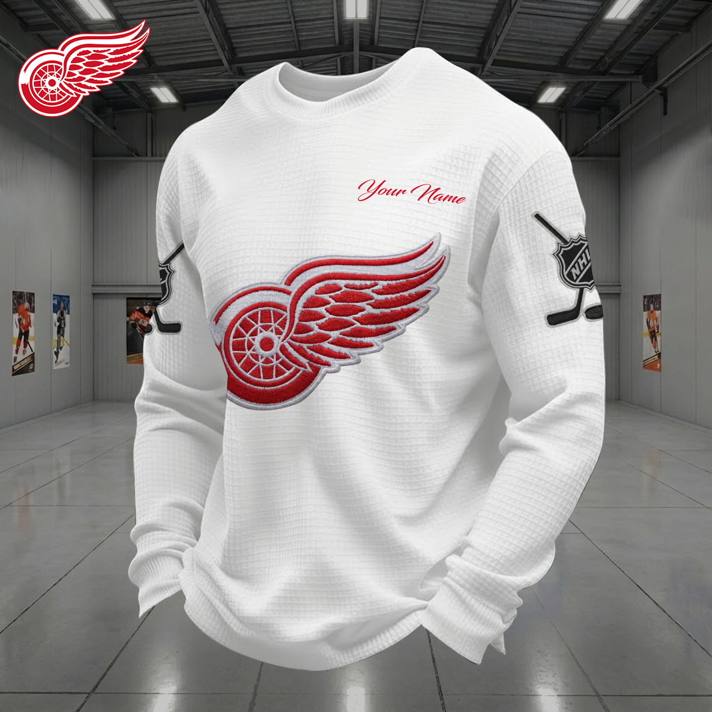 DET X NHL Men Football Waffle Long Sleeve T-Shirt V1 NAK NHT