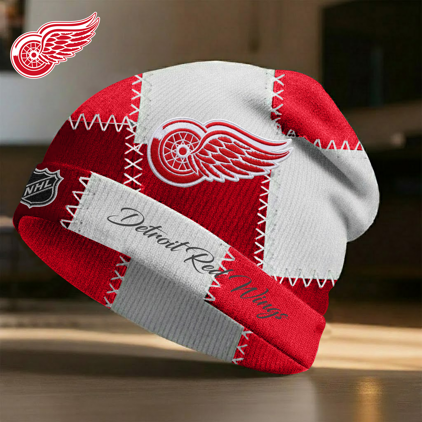 DET X Premium NHL Vintage Patchwork Beanie Hat V1 NAK NHT