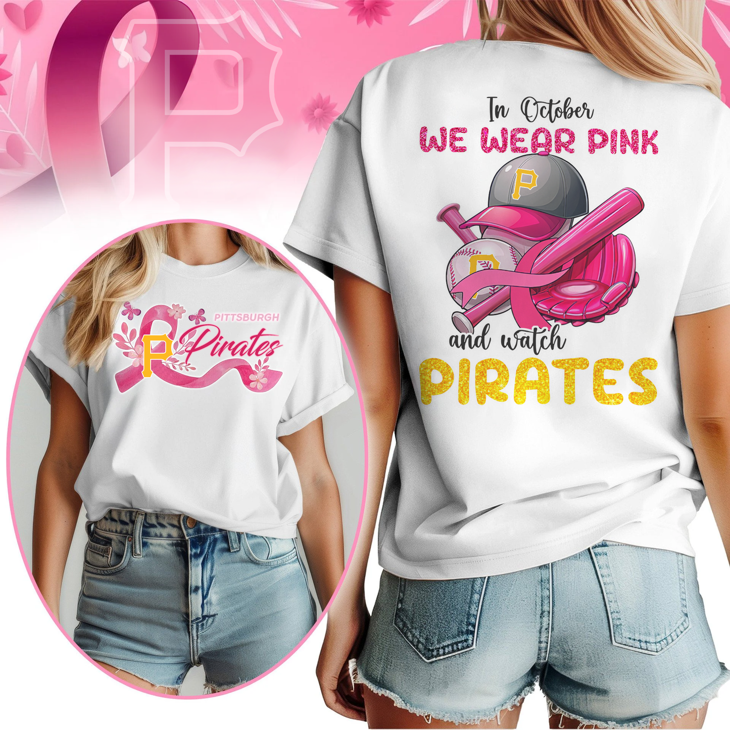 In October We Wear Pink And Watch MLB PP 2 Shirt DDT NTL
