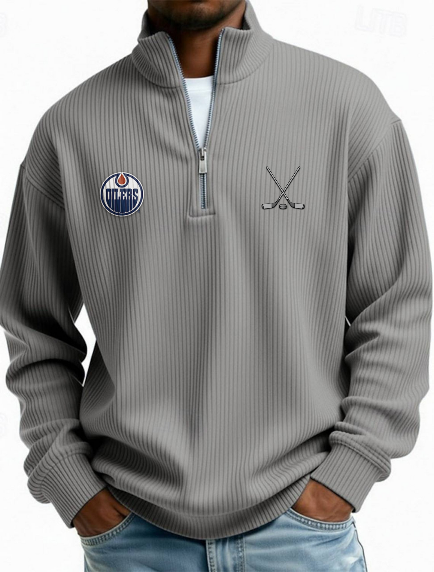 EDM NHL Men's Causal Quarter Zip Long Sleeved Sweatshirt V1 NAK PTTD