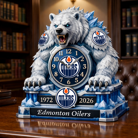 EDM x NHL Display clock featuring the hockey mascot NAK NHT
