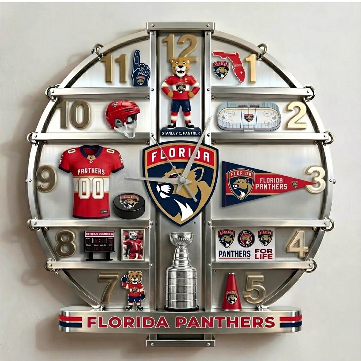 FLA X NHL Home Decorative 3D Visual Effect Acrylic Wall Clock NAK NHT