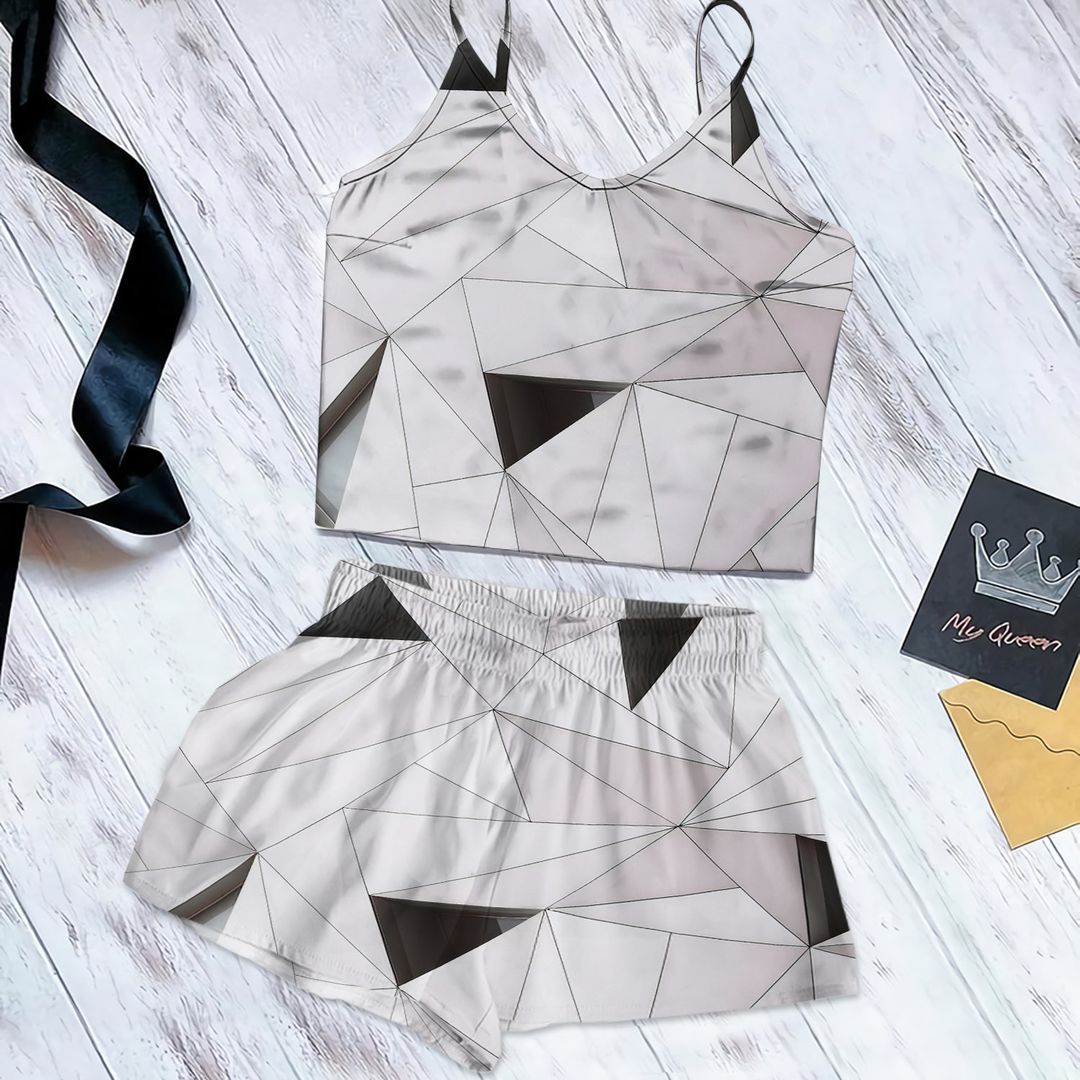 Soft Nordic Cami Pajama Set For Women | Pyjamas Short Set | Short PJS Set | Women Tank Top and Shorts Sleepwear Set