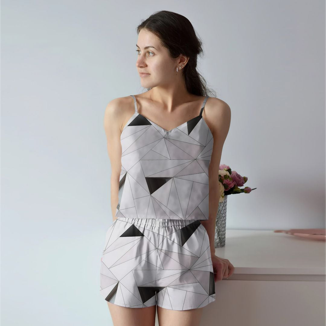 Soft Nordic Cami Pajama Set For Women | Pyjamas Short Set | Short PJS Set | Women Tank Top and Shorts Sleepwear Set