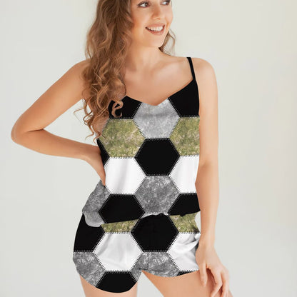 Soccer Cami Pajama Set For Women | Pyjamas Short Set | Short PJS Set | Women Tank Top and Shorts Sleepwear Set