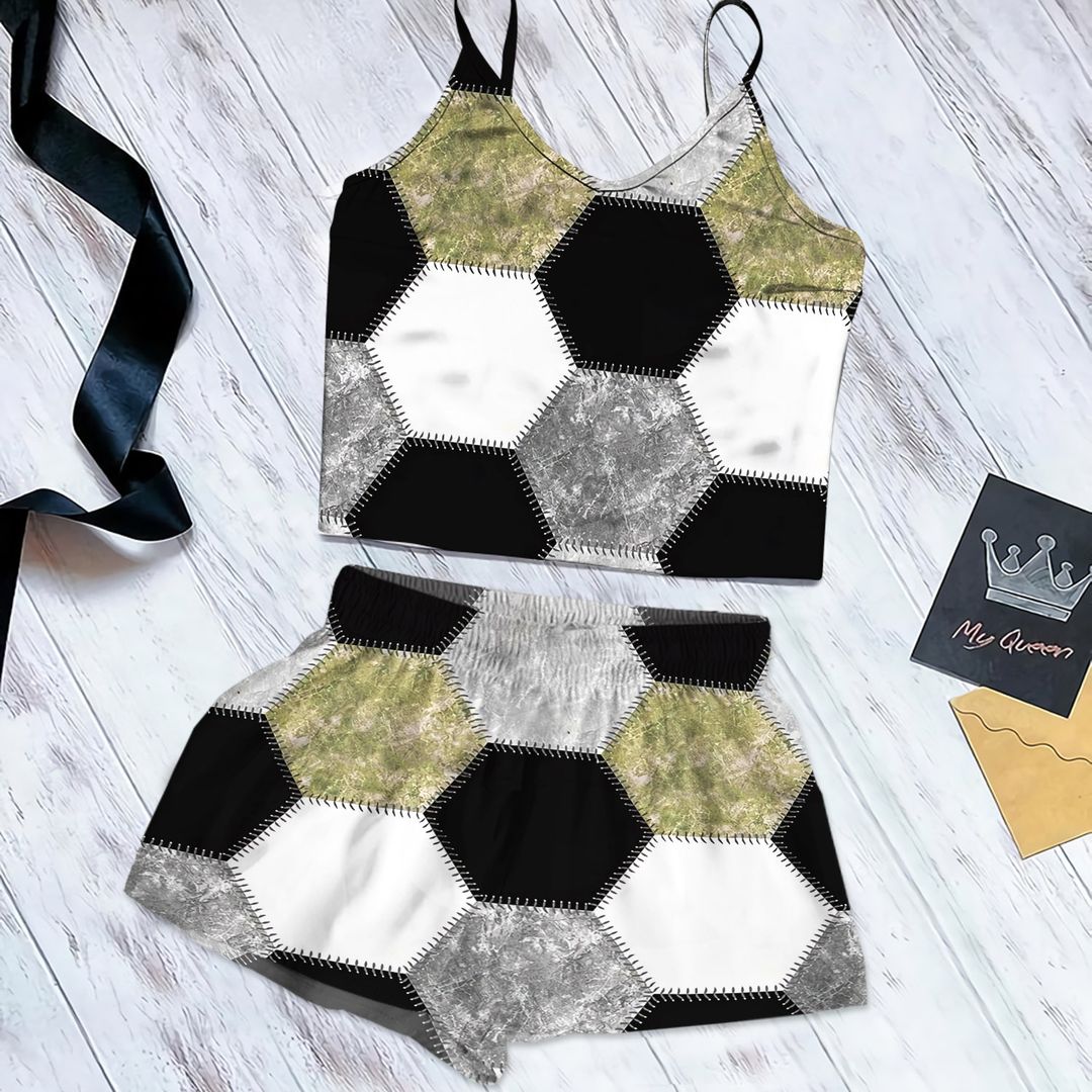 Soccer Cami Pajama Set For Women | Pyjamas Short Set | Short PJS Set | Women Tank Top and Shorts Sleepwear Set