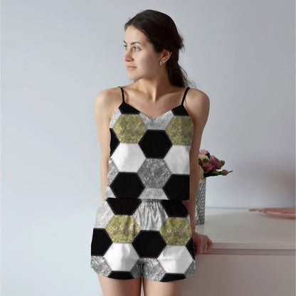 Soccer Cami Pajama Set For Women | Pyjamas Short Set | Short PJS Set | Women Tank Top and Shorts Sleepwear Set