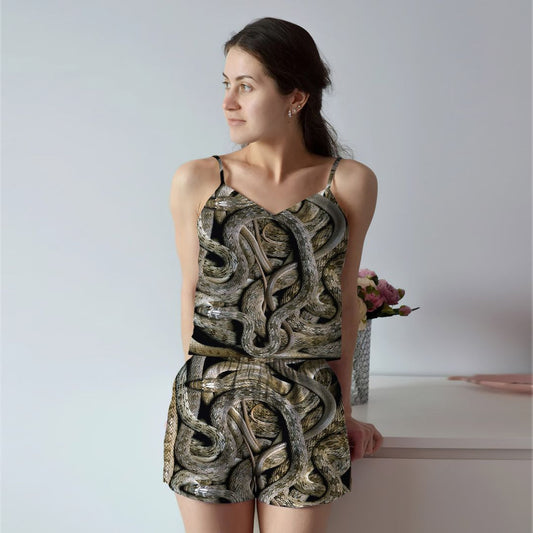 Snake Cami Pajama Set For Women | Pyjamas Short Set | Short PJS Set | Women Tank Top and Shorts Sleepwear Set