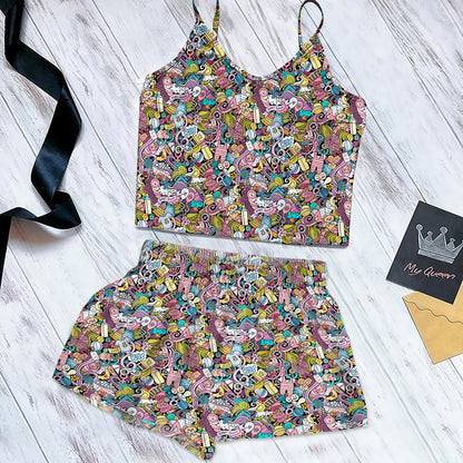 Son Baby Boom Cami Pajama Set For Women | Pyjamas Short Set | Short PJS Set | Women Tank Top and Shorts Sleepwear Set