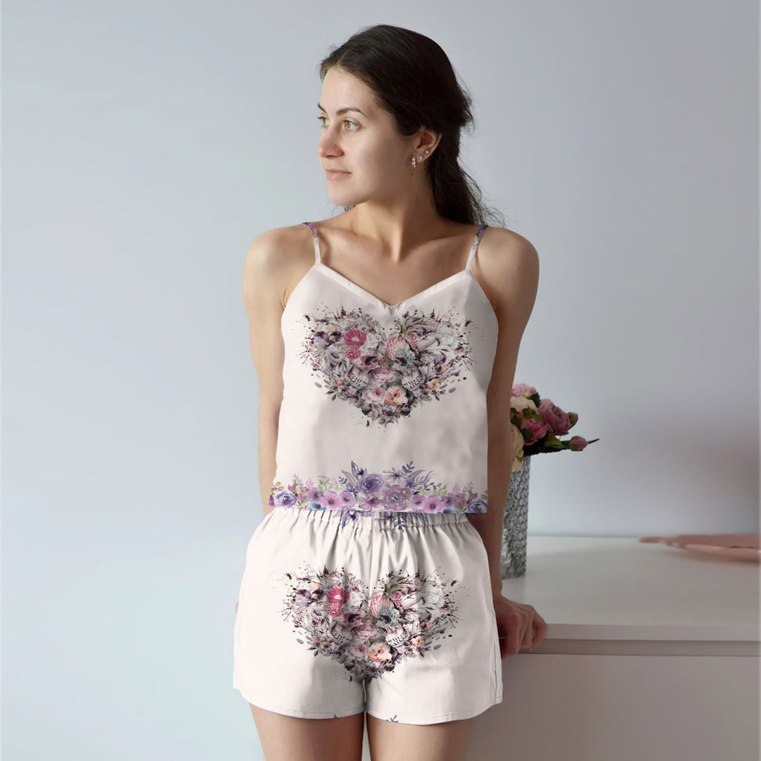 Skull Cami Pajama Set For Women | Pyjamas Short Set | Short PJS Set | Women Tank Top and Shorts Sleepwear Set