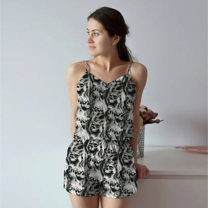 Skull Pattern Cami Pajama Set For Women | Pyjamas Short Set | Short PJS Set | Women Tank Top and Shorts Sleepwear Set