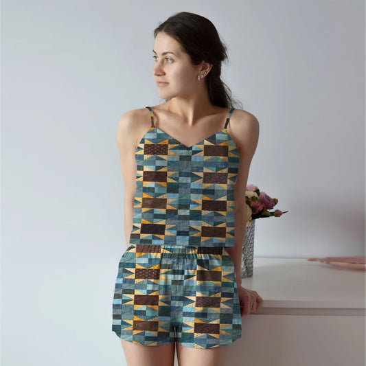 Sunflower Cami Pajama Set For Women | Pyjamas Short Set | Short PJS Set | Women Tank Top and Shorts Sleepwear Set