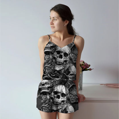 Skull Cami Pajama Set For Women | Pyjamas Short Set | Short PJS Set | Women Tank Top and Shorts Sleepwear Set