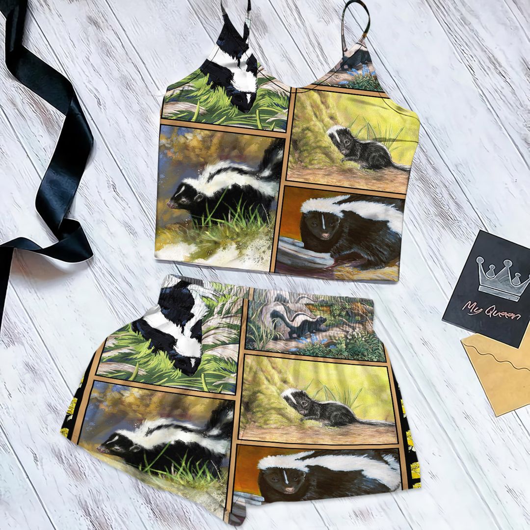 Skunk For Life Cami Pajama Set For Women | Pyjamas Short Set | Short PJS Set | Women Tank Top and Shorts Sleepwear Set