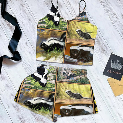 Skunk For Life Cami Pajama Set For Women | Pyjamas Short Set | Short PJS Set | Women Tank Top and Shorts Sleepwear Set