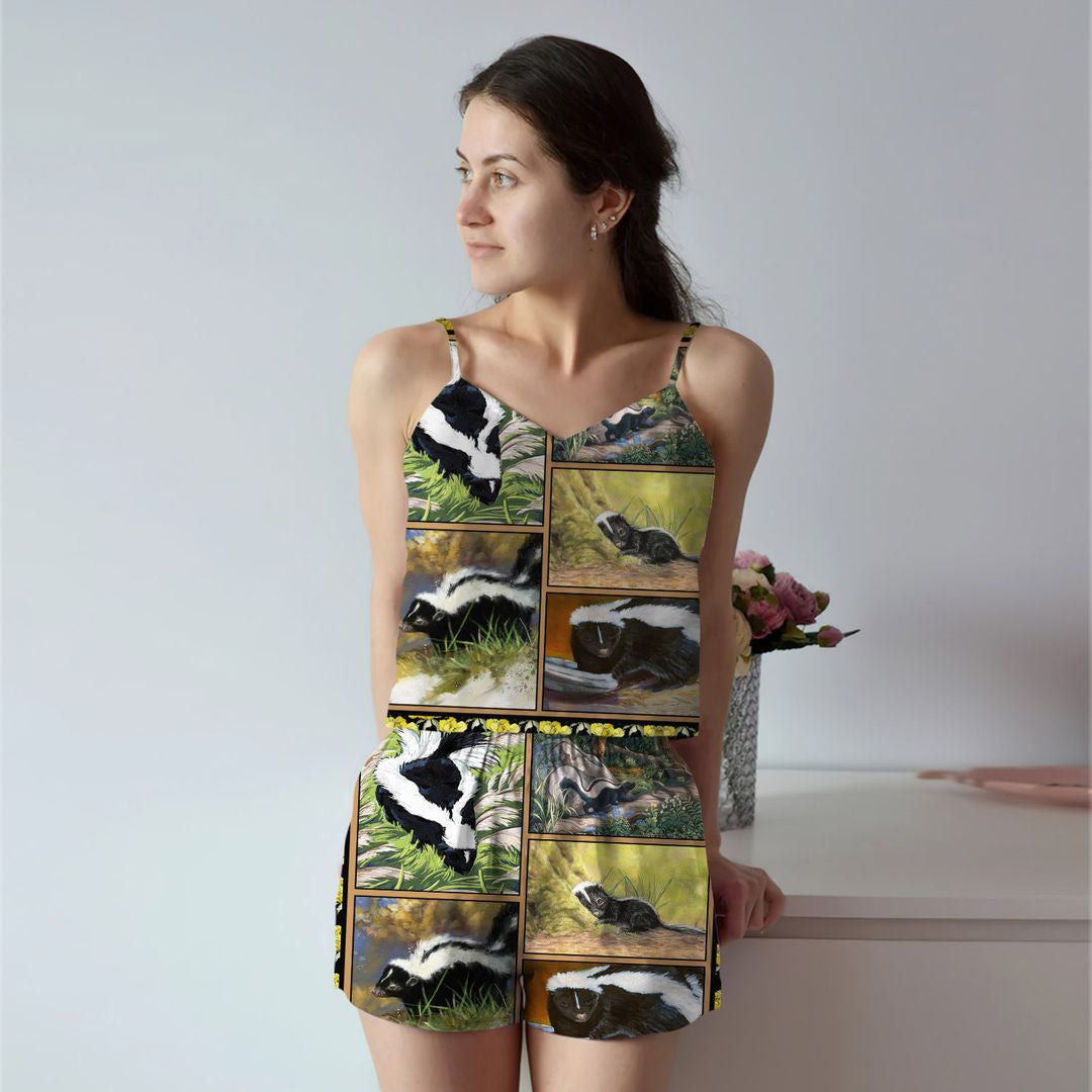 Skunk For Life Cami Pajama Set For Women | Pyjamas Short Set | Short PJS Set | Women Tank Top and Shorts Sleepwear Set