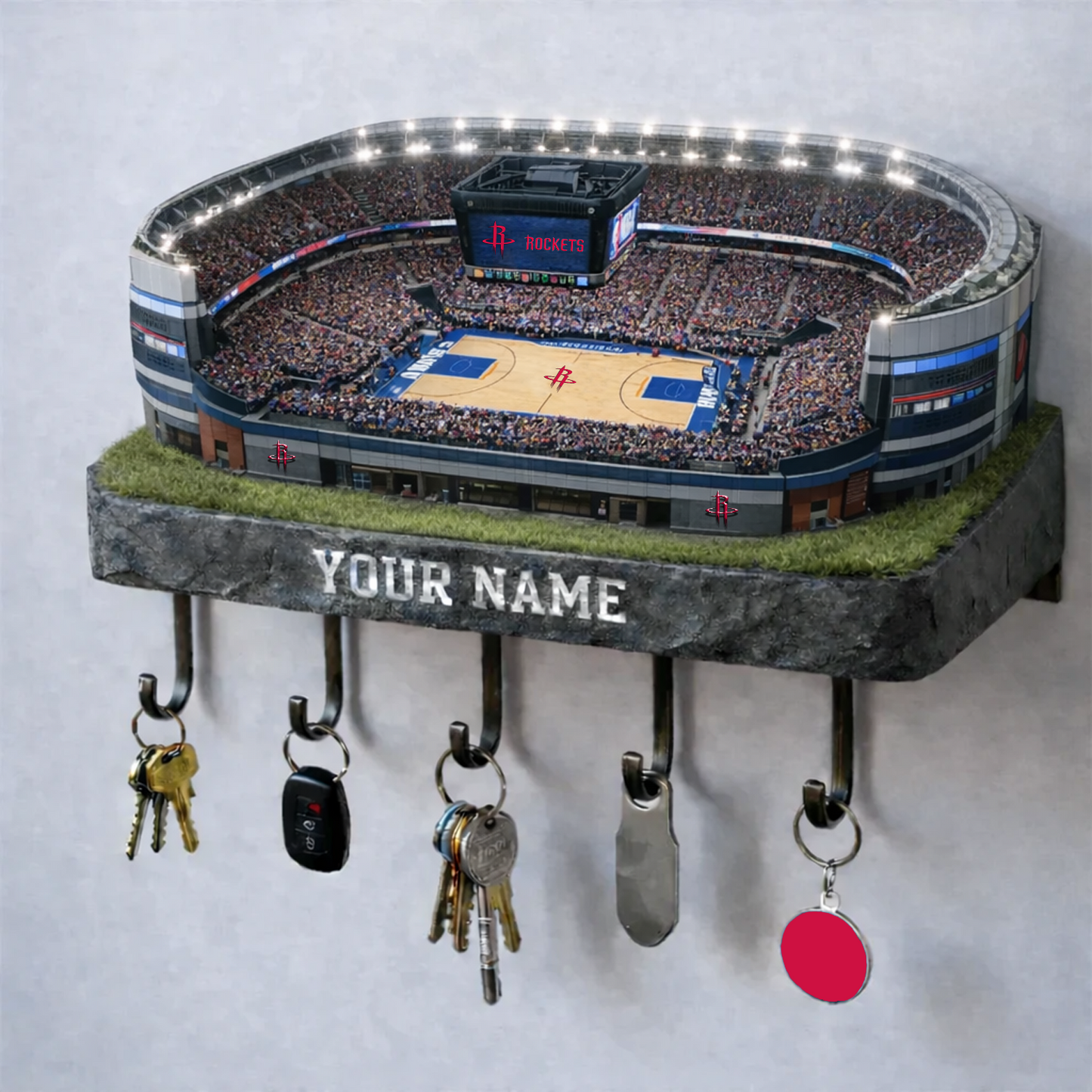 HOU Stadium Premium NBA Wood Key Hanger DATND TANTD