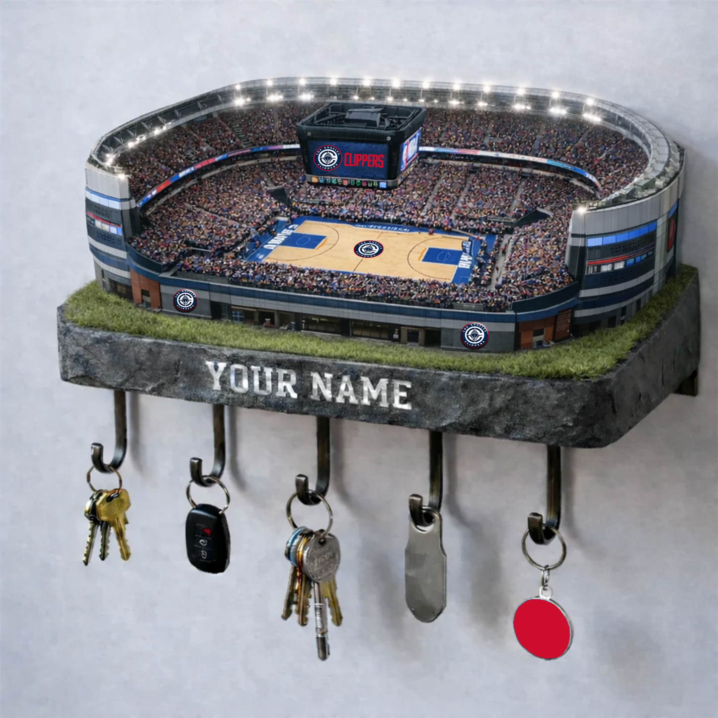 LAC Stadium Premium NBA Wood Key Hanger DATND TANTD