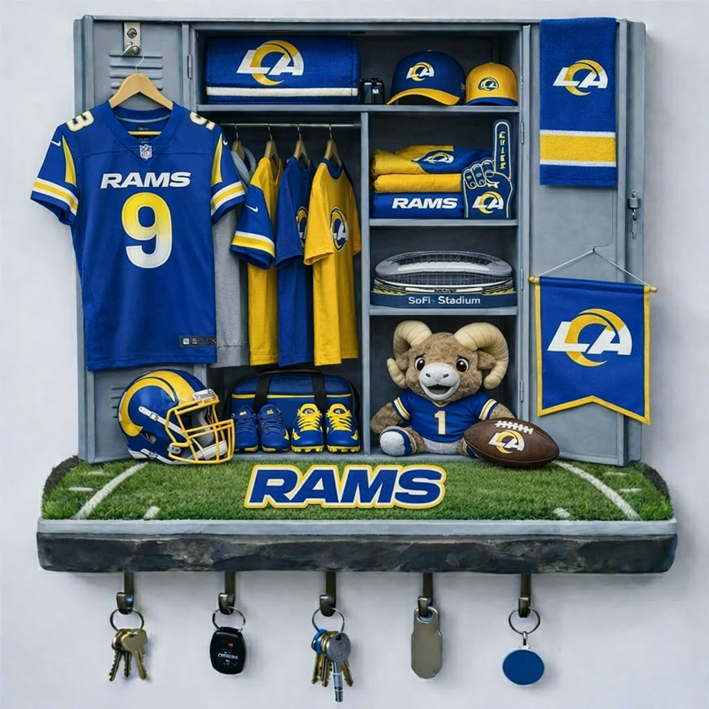 LAR x NFL Changing Room Personalized 3D Visual Effect Acrylic Key Holder DDT NTL