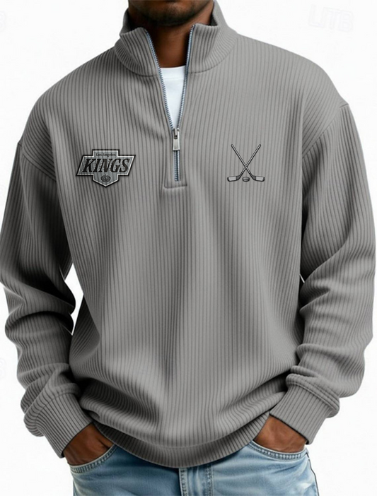 LOS NHL Men's Causal Quarter Zip Long Sleeved Sweatshirt V1 NAK PTTD