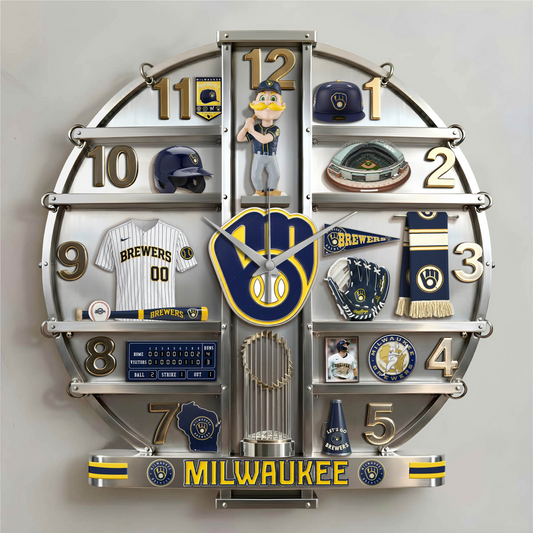 MB x MLB Home Decorative 3D Visual Effect Acrylic Wall Clock NAK CTKT