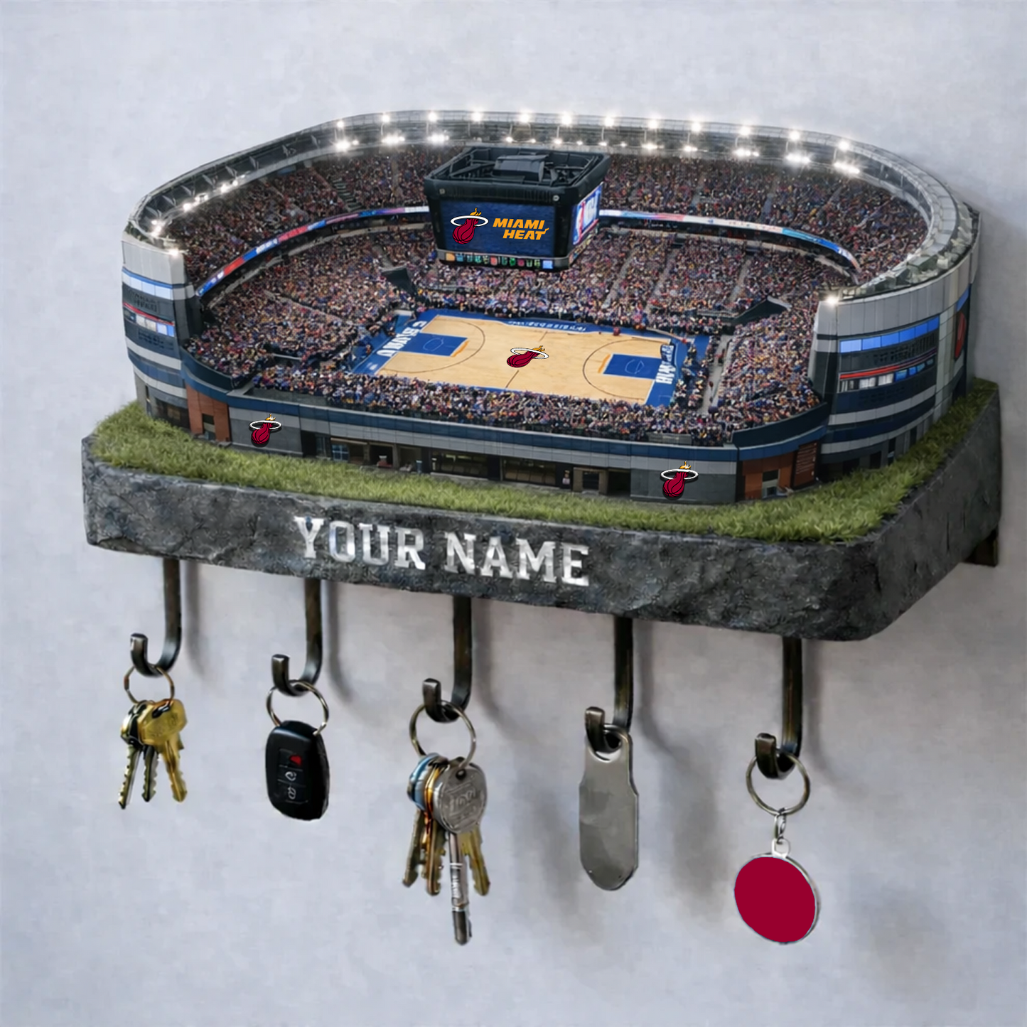 MIA Stadium Premium NBA Wood Key Hanger DATND TANTD
