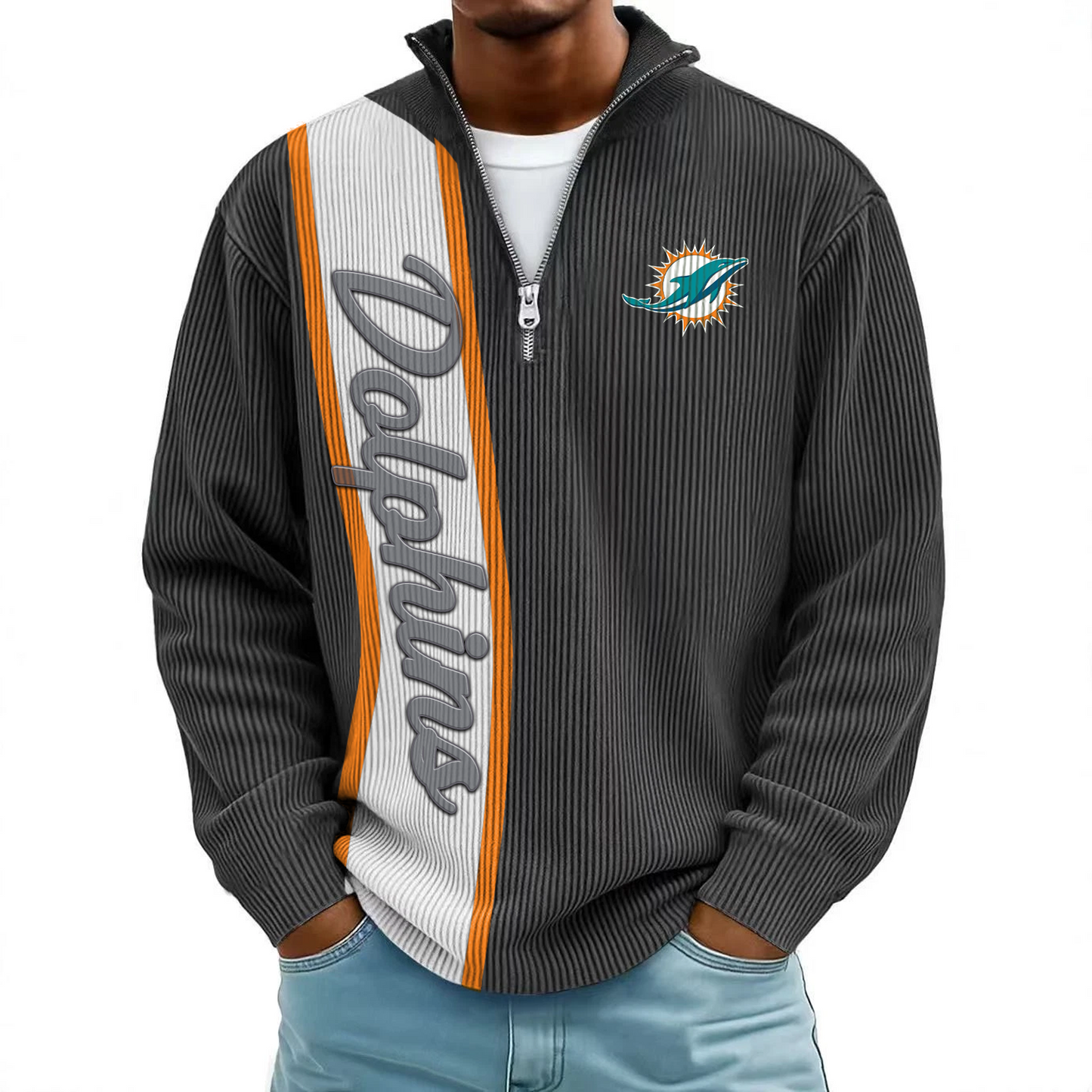 MIA x NFL Mokaloha Men's Waffle Henley Shirts DATND TANTD