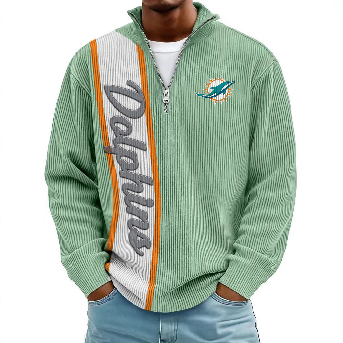 MIA x NFL Mokaloha Men's Waffle Henley Shirts DATND TANTD